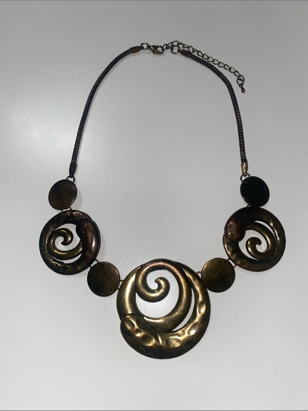 Vintage Handcrafted Spiral Statement Necklace in Antique Gold Tone - Picture 1 of 5